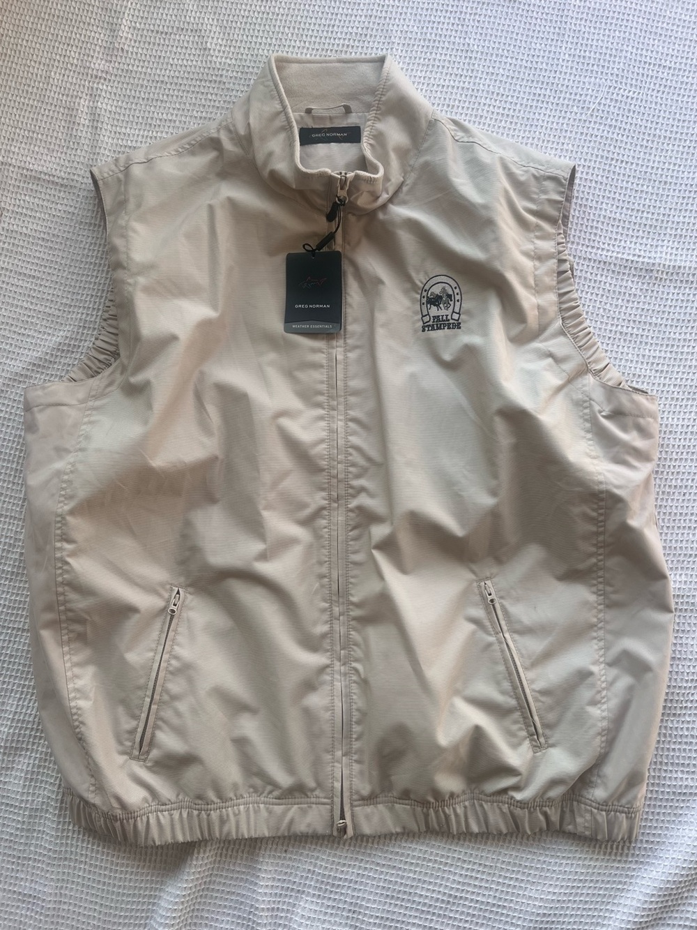 NWT Greg Norman Full Zip Golf Vest Beige Windbreaker Lined Lightweight  XXL